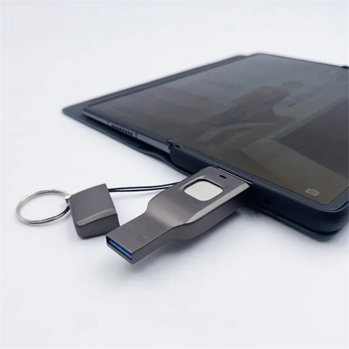 SecureKey USB drive connected to phone via USB-C OTG